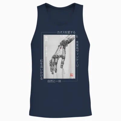 Futuristic Cyberpunk Hand - Japanese Streetwear Aesthetic Unisex Tank Top - Navy