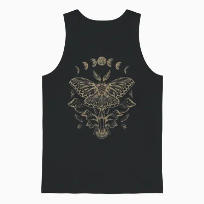 Butterfly Grunge Fairycore Aesthetic Luna Moth Mushrooms Y2k Unisex Tank Top - Black