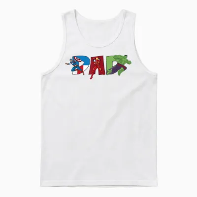 Marvel Avengers Trio Dad Father’s Day Family Trip Birthday Unisex Tank Top - White