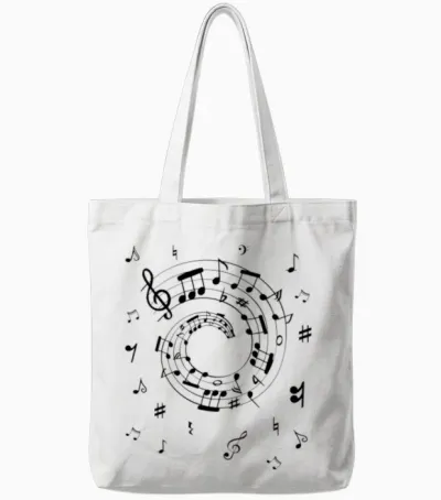 Music Notes Tote Bags - White