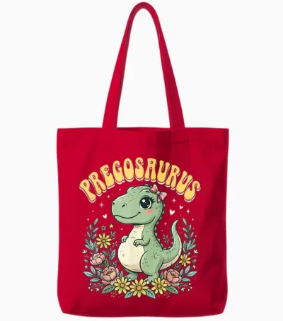 Pregosaurus Enceinte Maman Dinosaure Tote Bags - Red
