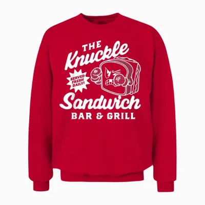 The Knuckle Sandwich Bar & Grill Fighting Joke Bar Humor Unisex Sweatshirt - Red