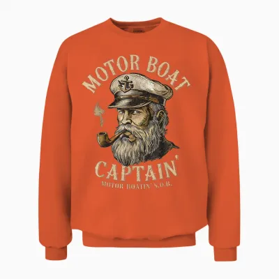 Motor Boat Captain Funny Pontoon Boating Motor Boatin Lake Unisex Sweatshirt - Orange