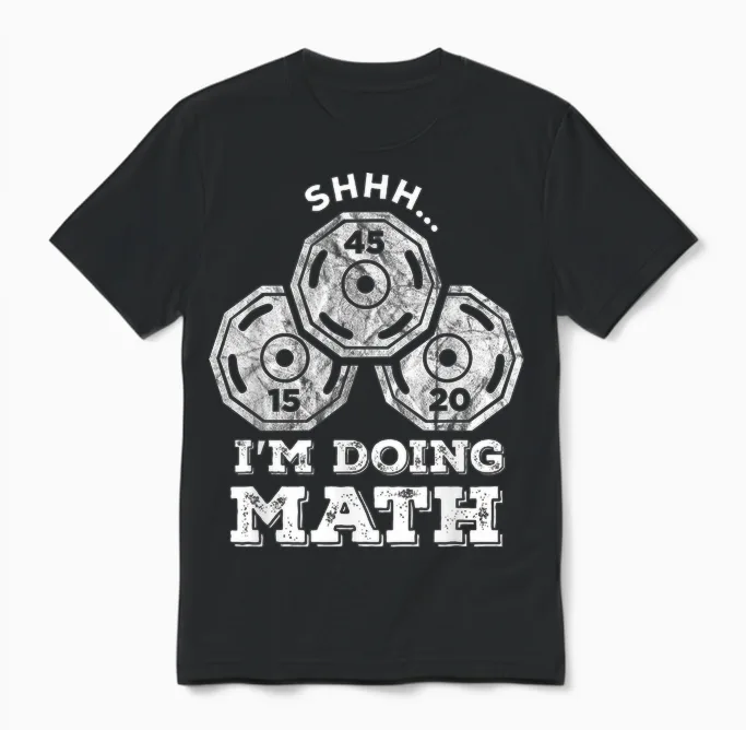Shhh I'm Doing Math Funny Weight Lifting Workout Training Unisex T-Shirt in Black