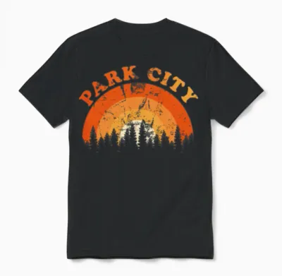 Vintage Park City Utah Fan Retro Cool Sunset Unisex T-Shirt - Black