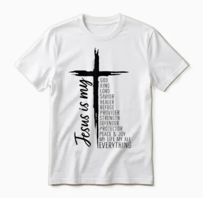 Cross Christian Christ Jesus Is My God King Lord and Savior Unisex T-Shirt - White