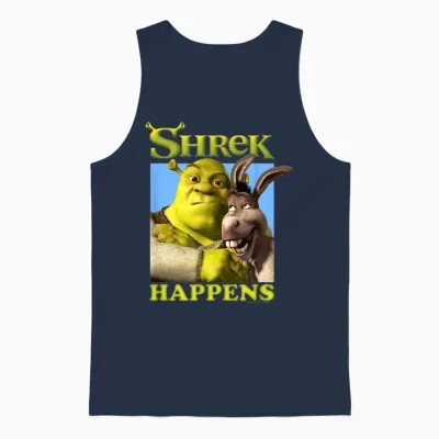 Shrek Happens Donkey Shrek Best Friends Big Chest Poster T-Shirt, Black, S Unisex Tank Top - Navy