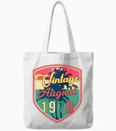 1970 August Retro Tote Bags - White