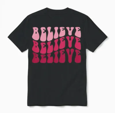 Believe Believe Believe Retro Unisex T-Shirt - Black