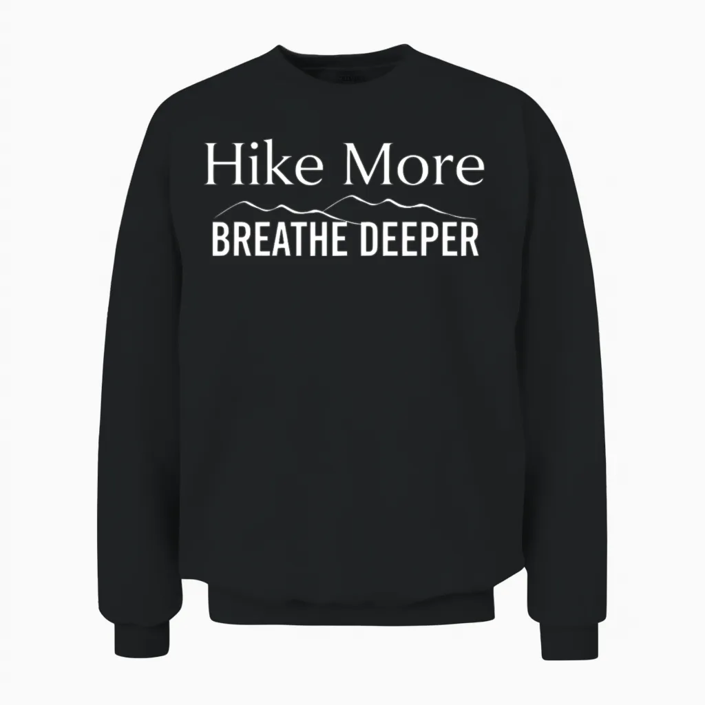 Hike More Breathe Deeper - Hiking for Mental Heal Unisex Sweatshirt in Black
