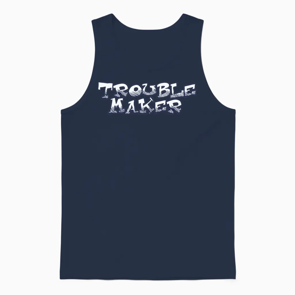 Trouble Maker Unisex Tank Top in Navy