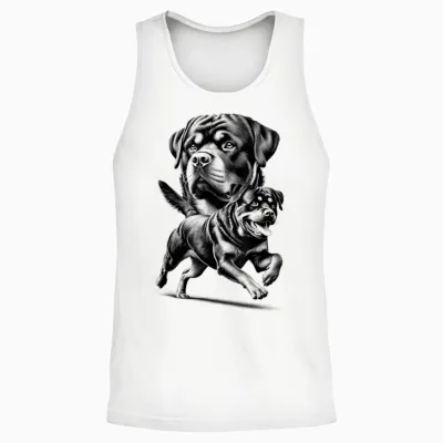 Stolzer Verspielter Rottweiler Hund Im Coolen Stil Unisex Tank Top - White