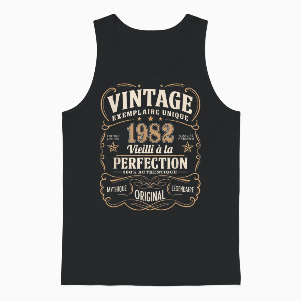 43 Years Man 1982 Birthday T Shirt 43 Years Man 1982 T-Shirt, Black, S Unisex Tank Top in Black