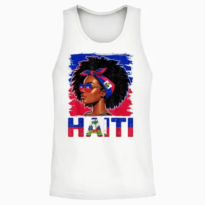 Haitian Flag Haitian Girl Proud Haitian Afro Haitian Women Unisex Tank Top - White