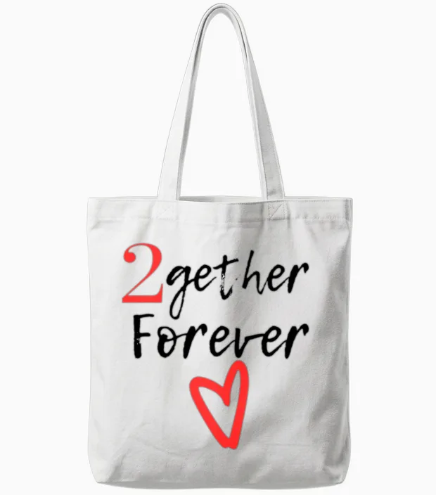 2 Year Anniversary Couples & Matching Tote Bags in White