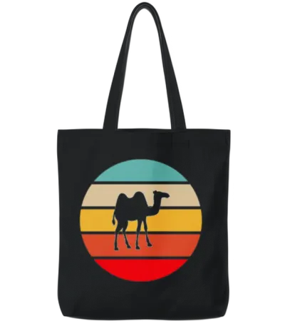 Camel Retro Tote Bags - Black