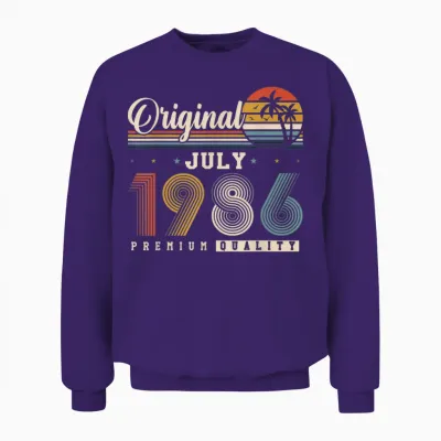 Original July 1986 40th Birthday Vintage Gift Unisex Sweatshirt - Purple