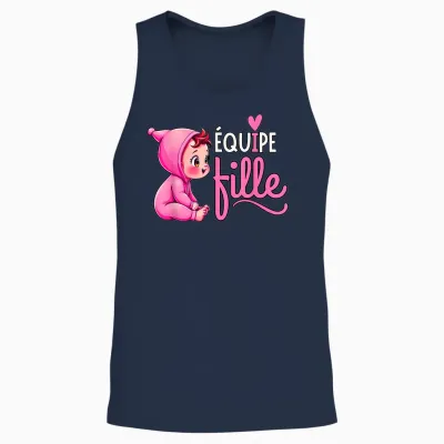 Gift Gender Reveal Team Girl Baby Shower Team Girl T-Shirt, Black, S Unisex Tank Top - Navy