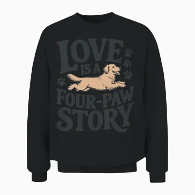 Love Is a Four Paw Story Dog Lover Tee Gift Design Unisex Sweatshirt - Black