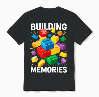 Building Memories Bricks Blocks Shirt for Adults Children Boys Girls Unisex T-Shirt - Black