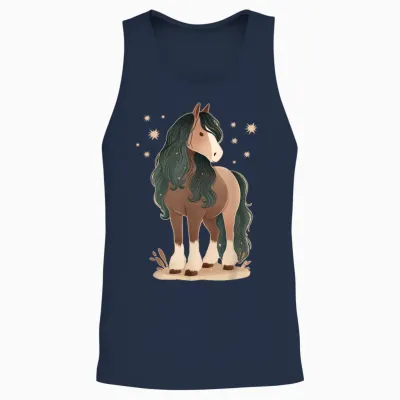 Pferd Mit Sternen Pferdemotiv Mädchen Unisex Tank Top - Navy