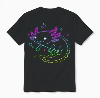 Cute Axolotl Art Modern Cool Graphic Boys Girls Axolotl Unisex T-Shirt - Black