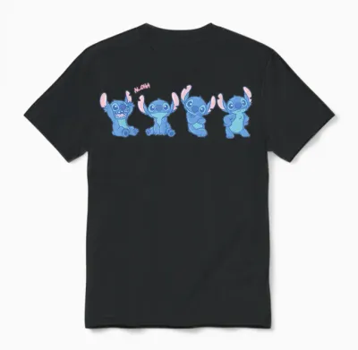 Disney Stitch Fluffy Aloha Vibes Cute Multi-Pose Unisex T-Shirt - Black