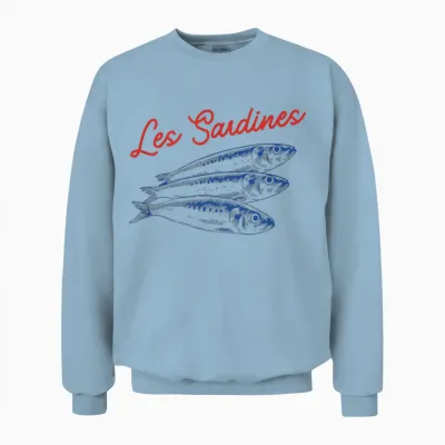 Sardines Fisherman Aesthetic Fish Coastal Sardine Unisex Sweatshirt - Light Blue