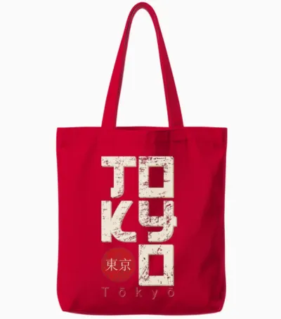Japan Tokyo Stamp Lettering Grunge . Tote Bags - Red