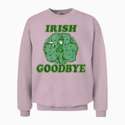 Irish Goodbye Leprechaun with Beer Shamrock St Patrick's Day Unisex Sweatshirt - Light Pink