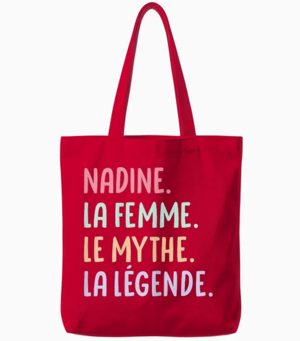 Femme Copine Humour Cadeau Personnalisé Prénom Nadine Tote Bags in Red