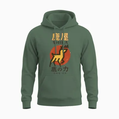 Retro Michigan Stags Hockey 1974-75 Japanese Style Unisex Hoodie - Military Green