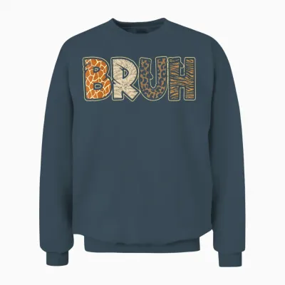 Bruh Meme Wild Safari Squad Zookeeper Funny Animals Wildlife Unisex Sweatshirt - Dark Heather