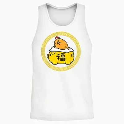 Gudetama Happy Lunar New Year, Year of the Pig Unisex Tank Top - White