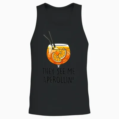 T-Shirt "they See Me Aperollin" I Official Spritz Club. Fun I New!!!, White Unisex Tank Top - Black