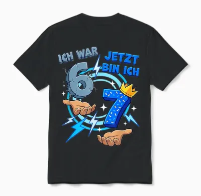 Six-Seven Meme 7. Geburtstagsshirt Ich War 6 Jetzt Bin Ich 7 Unisex T-Shirt - Black