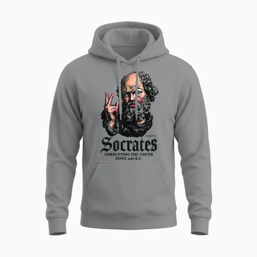 Socrate Corrompt La Jeunesse Antique Philosophie Unisex Hoodie in Sport Grey