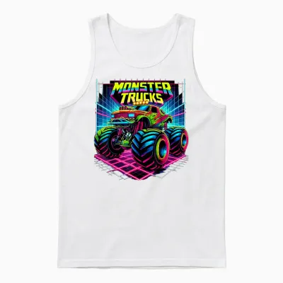 Monster Truck Birthday Party Retro Monster Trucks Unisex Tank Top - White