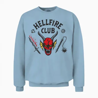 Stranger Things 4 Hellfire Club Logo Unisex Sweatshirt - Light Blue