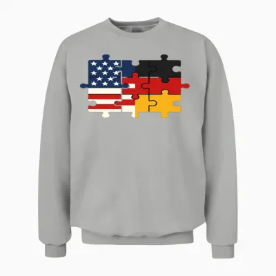 Usa Germany Puzzle Flag Unity Unisex Sweatshirt - Ash