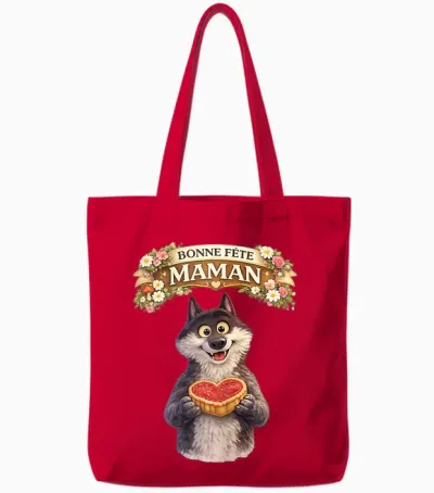 Loup Le Mal Aimé Cadeau Fete Des Meres Bonne Fete Maman Aime Tote Bags - Red