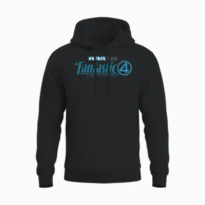 Marvel Studios the Fantastic Four: First Steps Movie Logo T-Shirt, Black, S Unisex Hoodie - Black