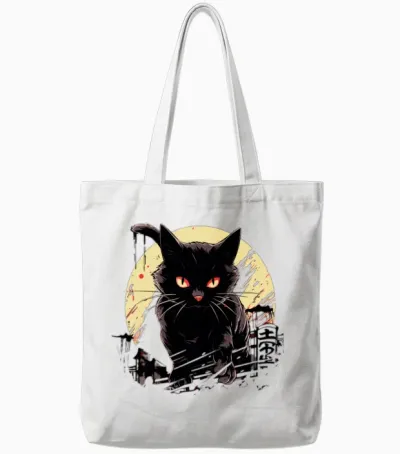 Black Cat Tote Bags - White