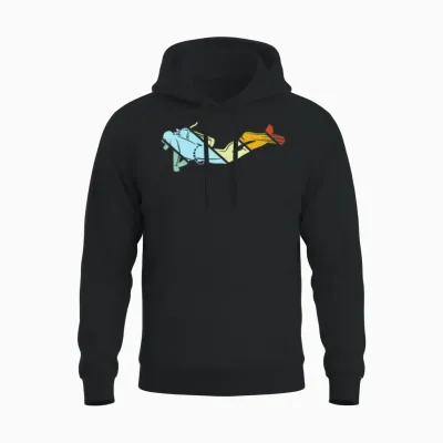 Diving Retro Unisex Hoodie - Black