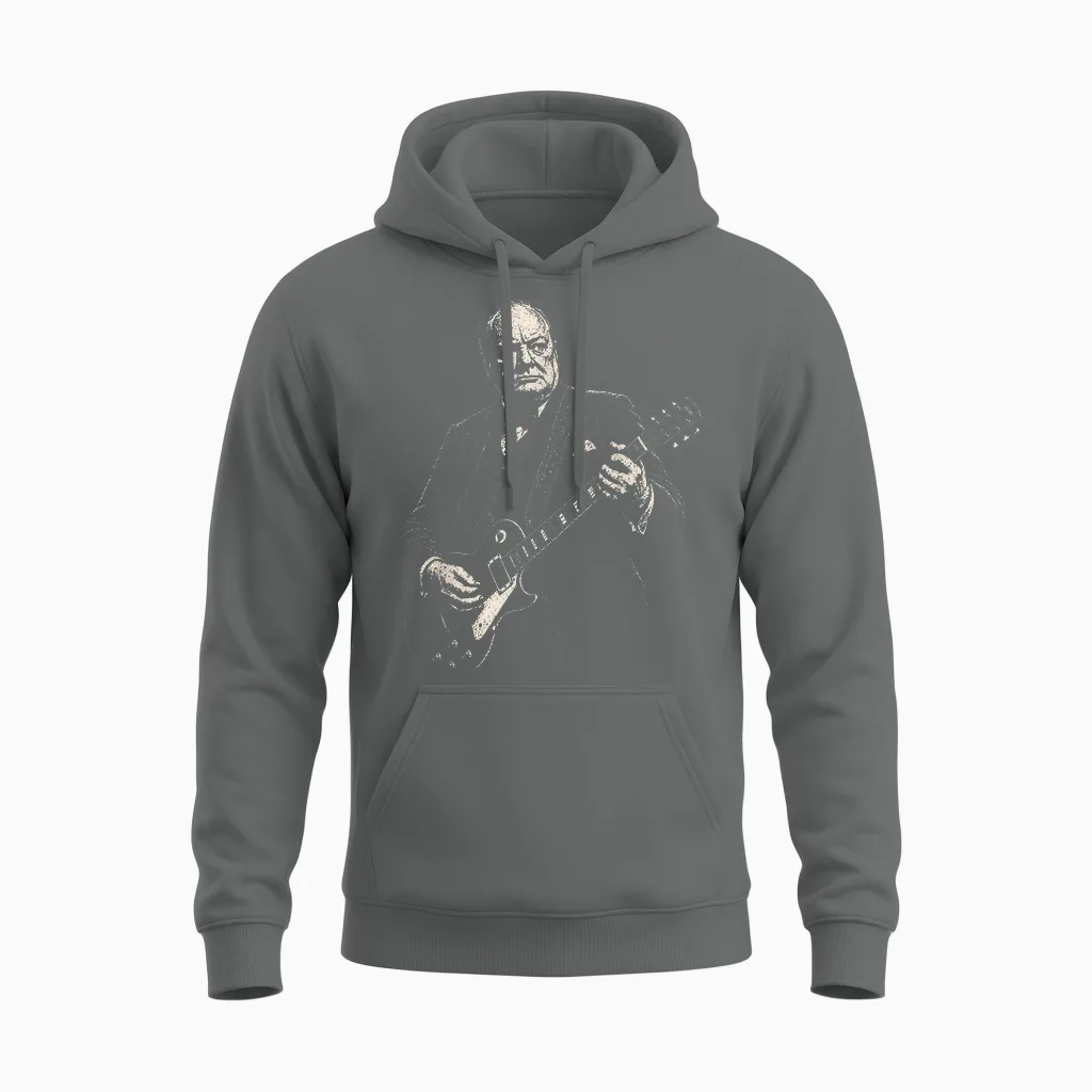 Winston Churchill Jouant De La Guitare électrique à Bascule Humour Unisex Hoodie in Graphite Heather