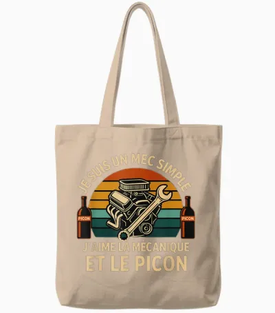 Picon Mécanique Apéro T-Shirt Idée Cadeau Mécanicien Homme Tote Bags - Natural