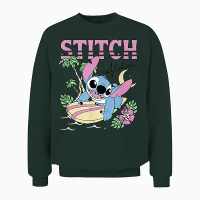 Disney Lilo & Stitch Aloha Hawaiian Surf Poster T-Shirt, Gray Unisex Sweatshirt - Forest