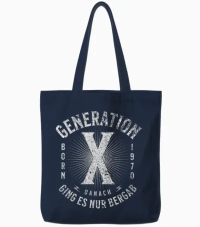 Generation X Born 1970 Danach Ging Es Nur Bergab Retro Style Tote Bags - Navy