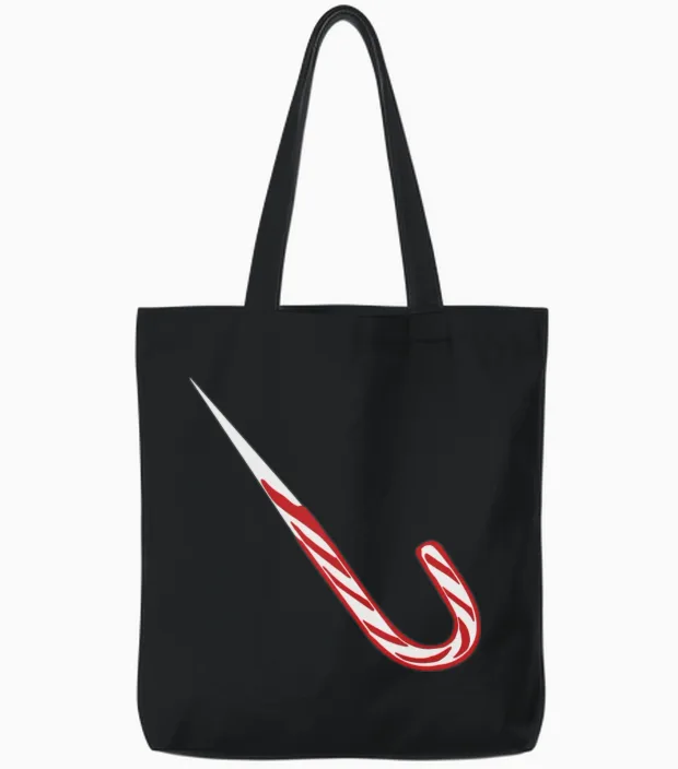 Candy Cane Shiv Tote Bags in Black
