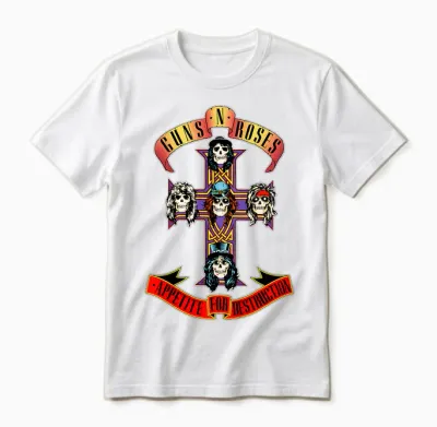 Kids Youth Guns N' Roses Official Cross Unisex T-Shirt - White